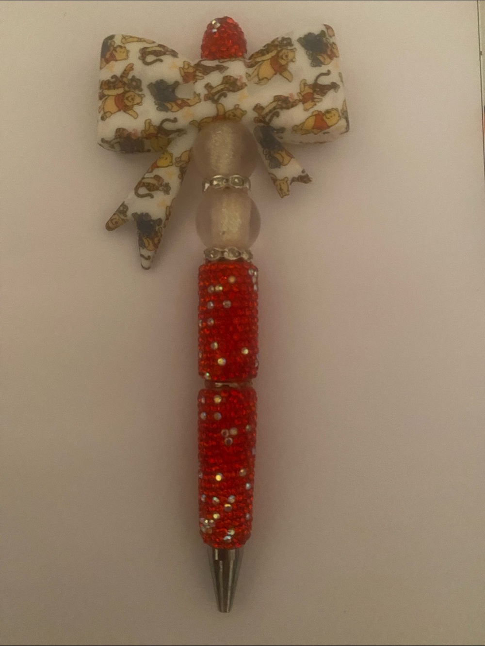 Handmade Rhinestones Red Winnie the Pooh and Friends Bow Ballpoint Pen